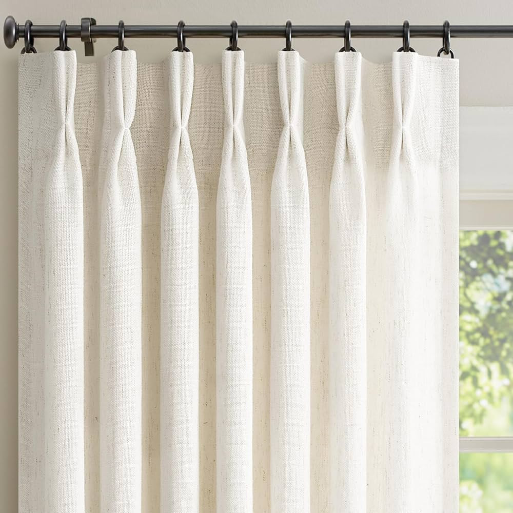 2 paneles de cortinas plisadas naturales de lino para sala de estar, dormitorio, casa rural, con ... | Amazon (US)