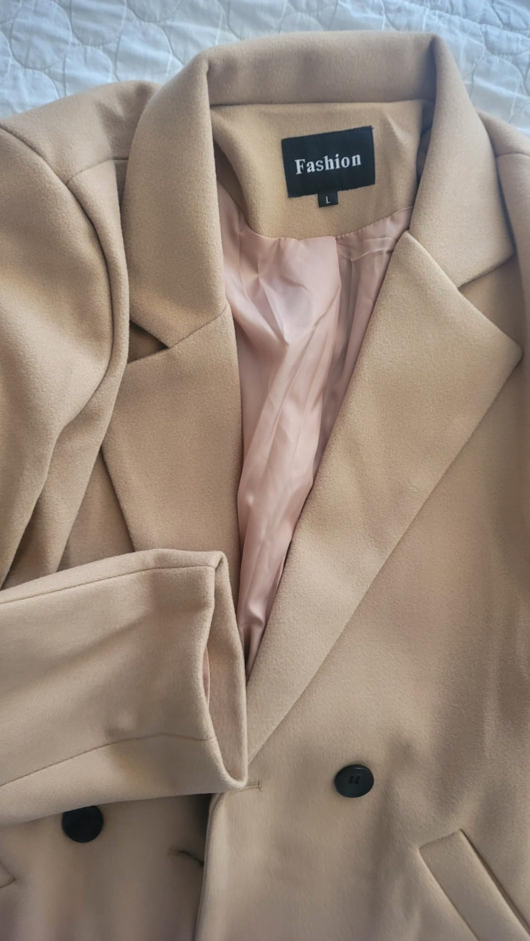 Tanming Women's Notch Lapel Double Breasted Wool Blend Mid Long Pea Trench Coat | Amazon (US)