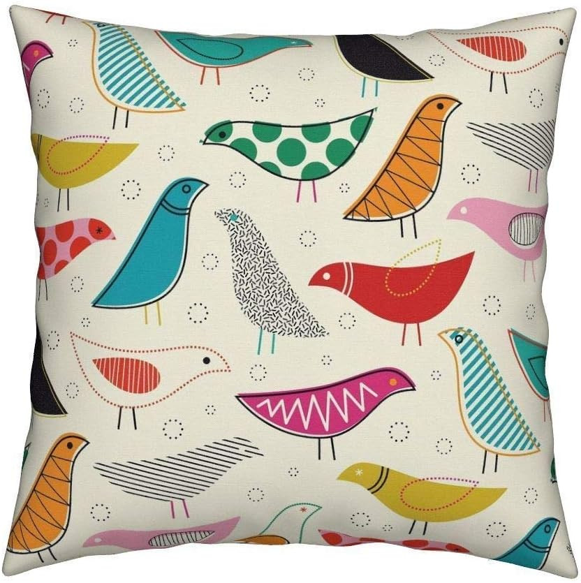 FJTP Creativebug Midcentury Modern Simple Lines Colorful Bird Flax Cotton Hidden Zipper Throw Pil... | Amazon (US)