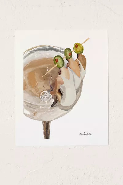 Caroline Ellis Art Poolside Martini Art Print | Urban Outfitters (US and RoW)