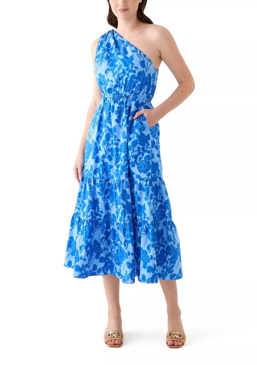 Women's One Shoulder Tiered Printed Midi Dress | Belk
