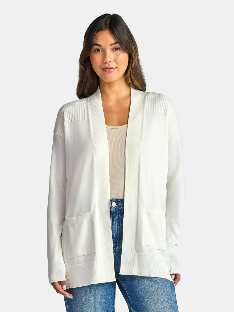 Time and Tru Women's and Women's Plus Open Front Cardigan Sweater, Sizes XS-4X | Walmart (US)