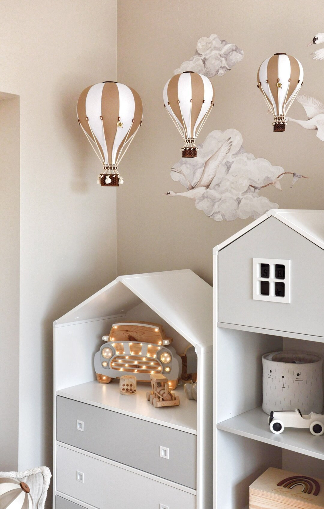 Beige - White Decorative Balloon | Hot Air Balloon | Fabric Air Balloon | Kids wall decoration | ... | Etsy (US)