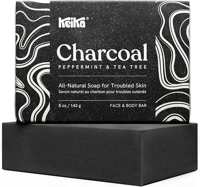 Keika Charcoal Black Soap Bar for Eczema, Psoriasis, Face, Body, Men Women Teens with Oily Skin, ... | Amazon (US)
