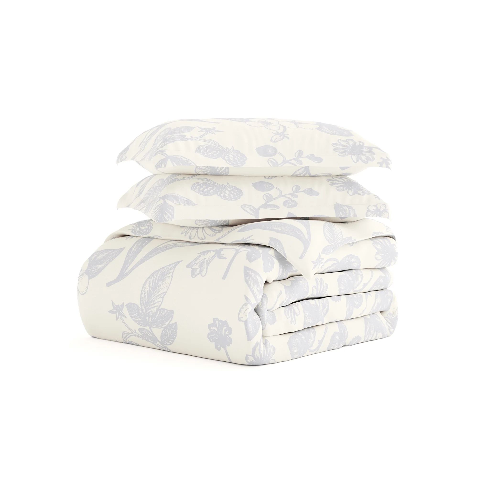 Comfort Canopy - 3 Piece Light Blue Farmhouse Floral Patterned Duvet Cover Set with Shams for Twi... | Walmart (US)