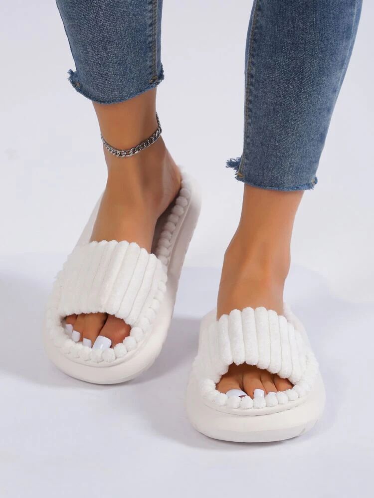 Minimalist Fuzzy Bedroom Slippers | SHEIN