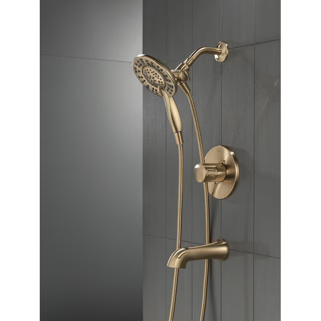 Delta Albion Champagne Bronze 1-handle Multi-function 6.0-Inches Round Bathtub and shower Faucet | Lowe's