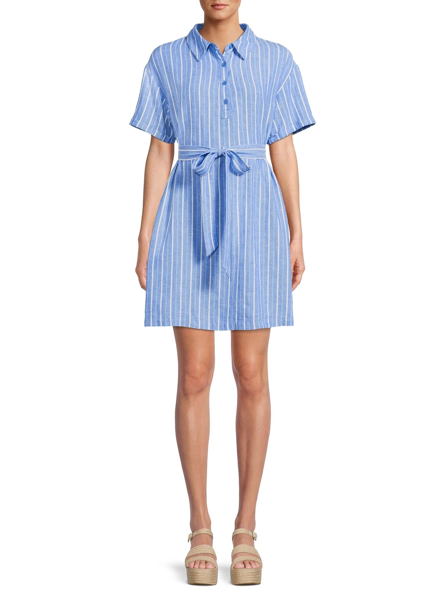 The Get Women's Short Sleeve Babydoll Mini Dress with Tie | Walmart (US)