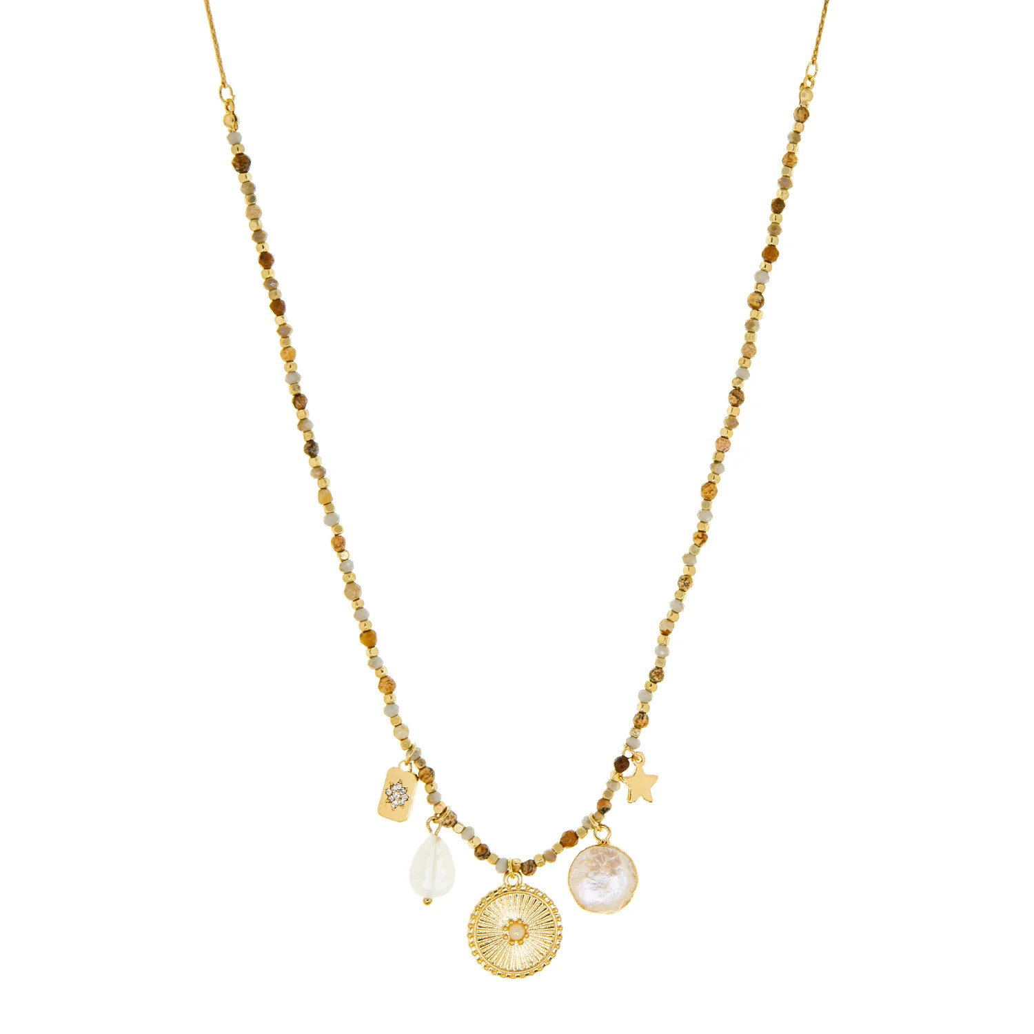 multi charm pull tie necklace | Marlyn Schiff