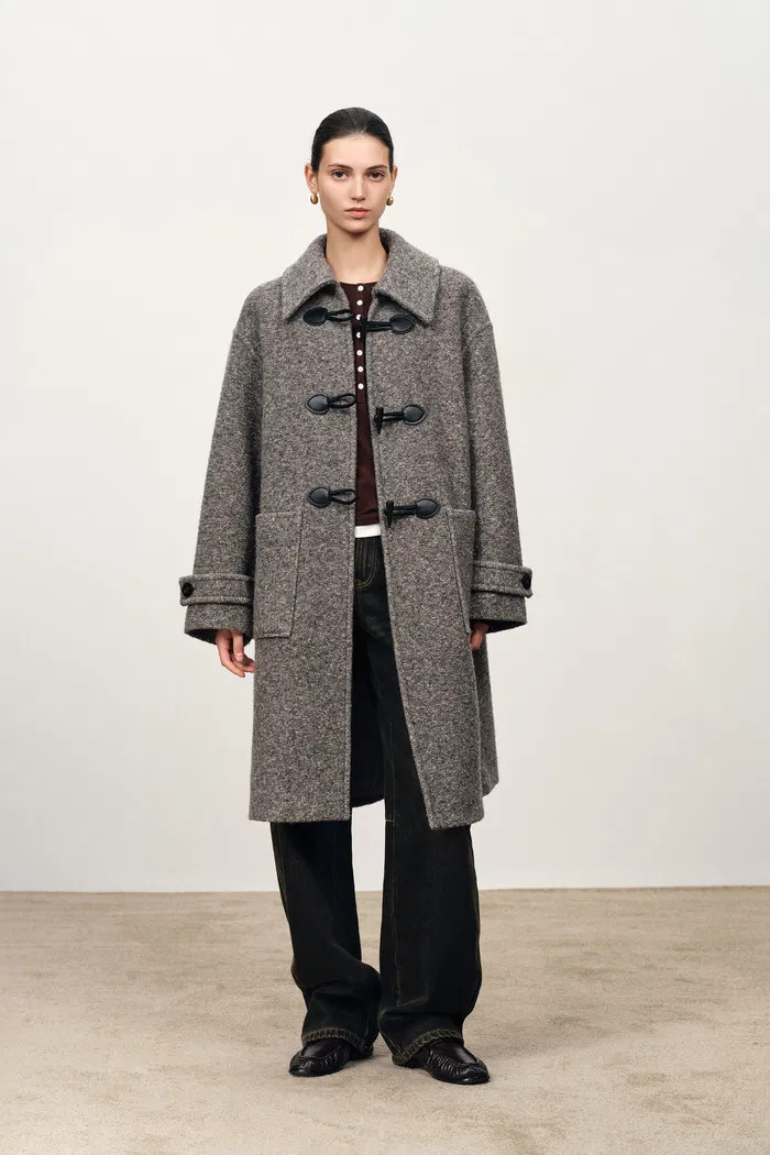 Pentlow Convertible Hood Duffle Coat in Merino Wool Knit | Fabrique