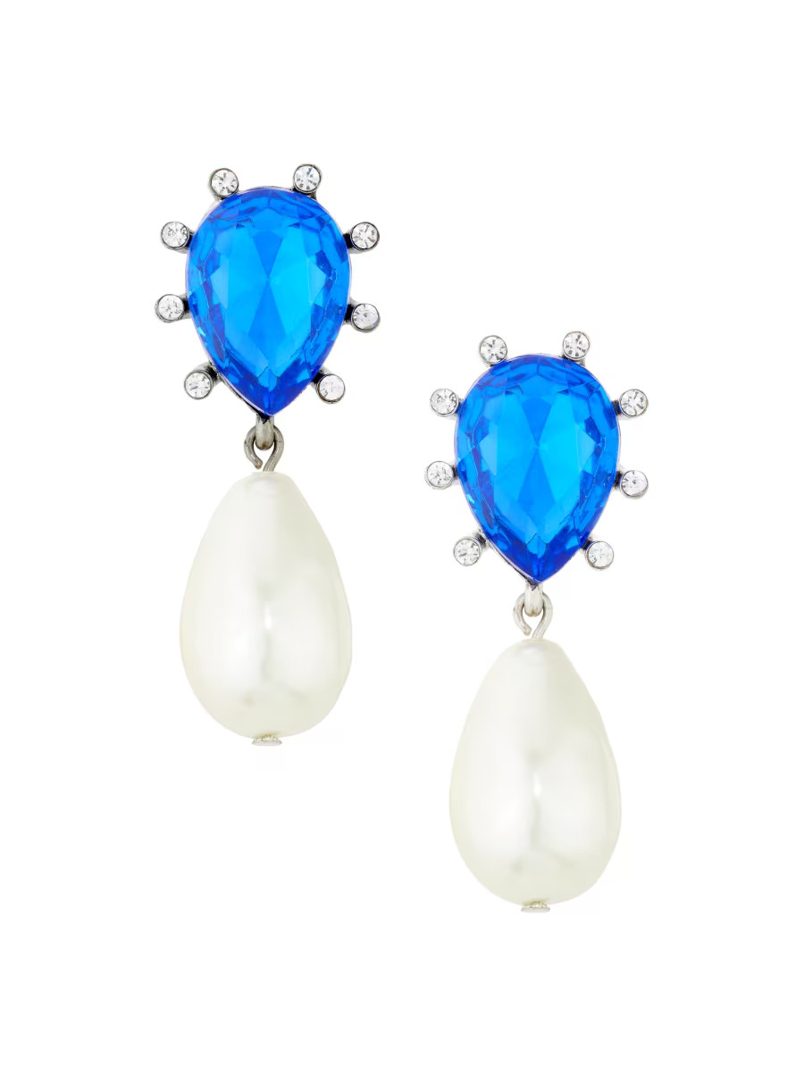 Oscar de la RentaMetal, Glass Crystal & Imitation Pearl Drop Earrings | Saks Fifth Avenue