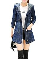 Tanming Women's Casual Lapel Slim Long Sleeve Denim Outercoat Jacket Windbreaker | Amazon (US)