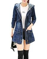 Tanming Women's Casual Lapel Slim Long Sleeve Denim Outercoat Jacket Windbreaker | Amazon (US)