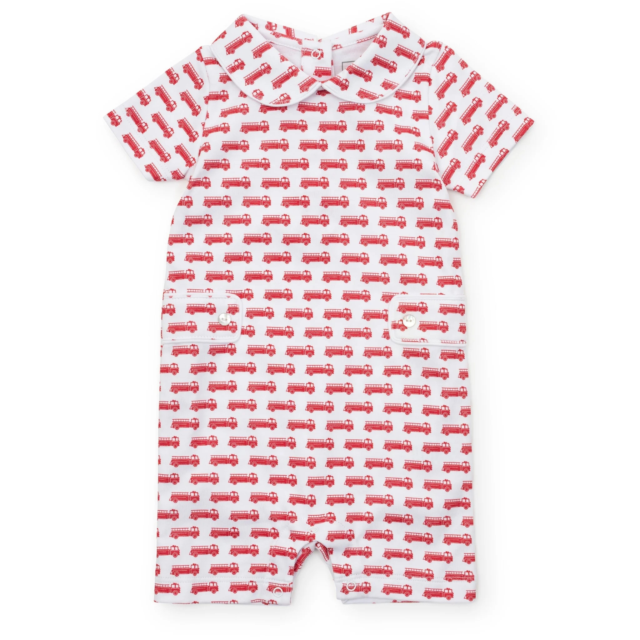 Henry Boys' Pima Cotton Shortall Fire Truck Red | Lila and Hayes
