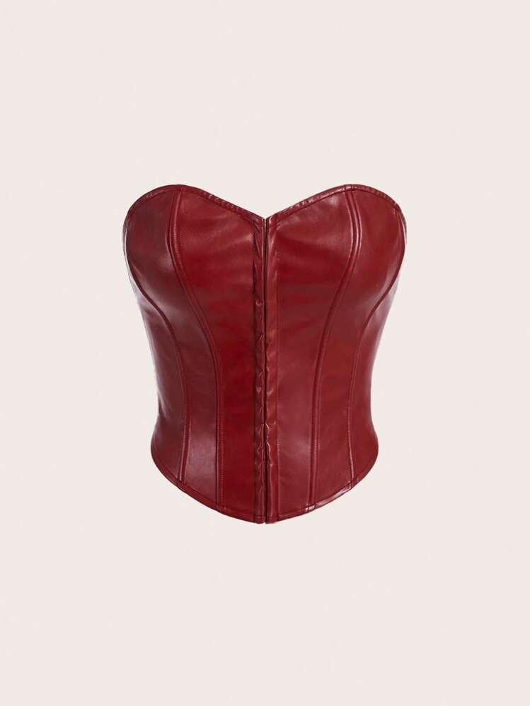 SHEIN MOD Women's Red Pu Leather Tube Top | SHEIN