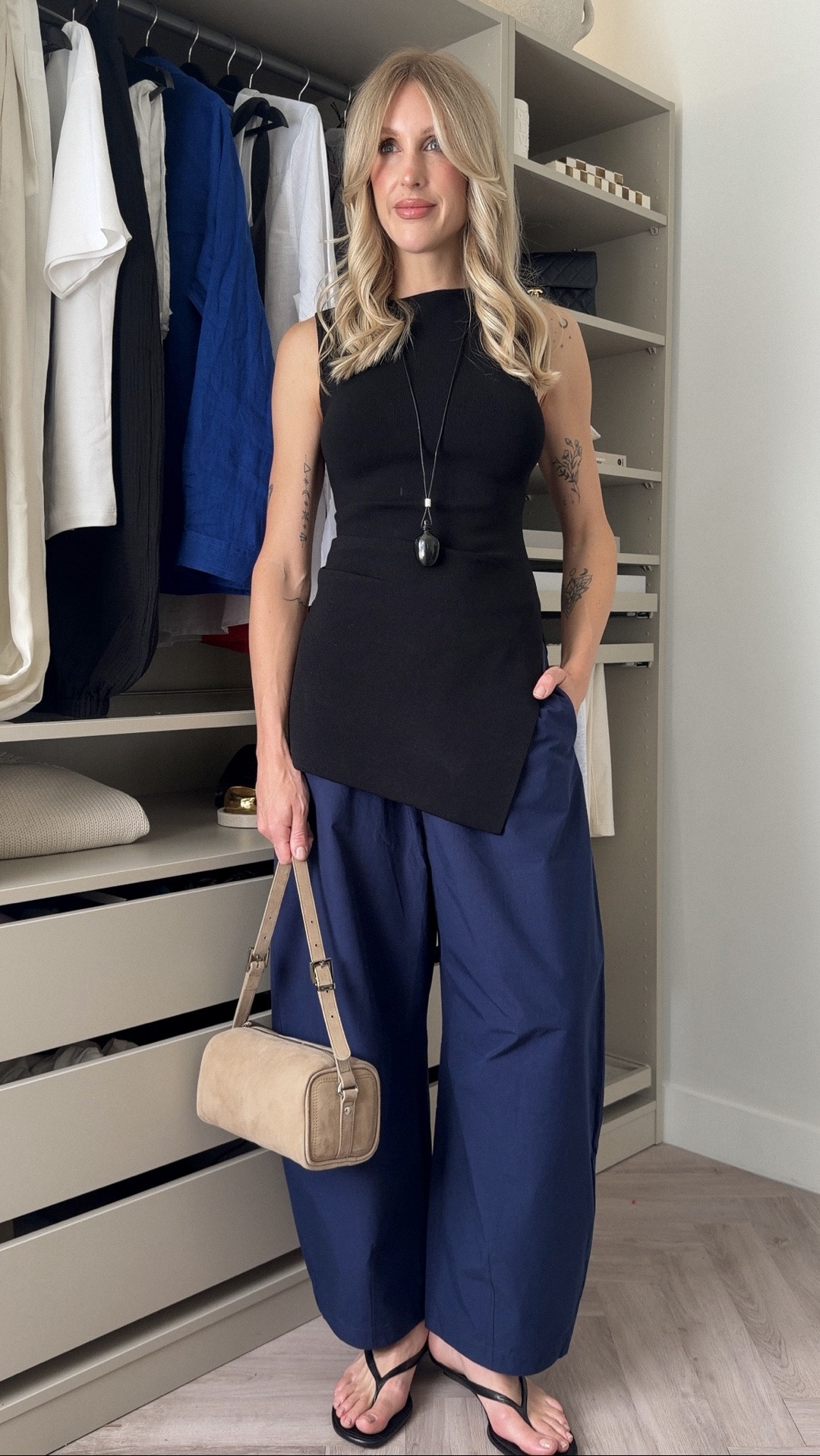 Styling cobalt blue 💙

Arket cotton barrel leg trousers - S
Dissh asymmetric knitted top - S
Massimo Dutti minimal wedge thong sandals 
Arket bottle pendant
Mint Velvet suede bag - last one linked! 

Minimal style | simple outfit | summer outfit | trousers for women - balloon leg

#LTKuk #LTKsummer