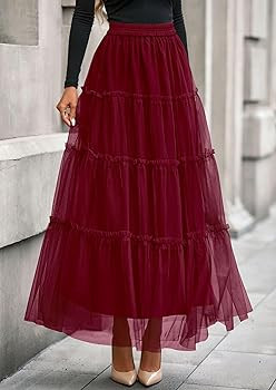 PRETTYGARDEN Tulle Skirts for Women 2025 Fall Fashion Elastic High Waisted Fairy Tiered Flowy A-L... | Amazon (US)