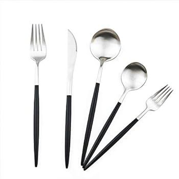 Gugrida Luxury Flatware, Royal 20 Piece Matte Black Handle 18/10 Stainless Steel Tableware Sets for  | Amazon (US)