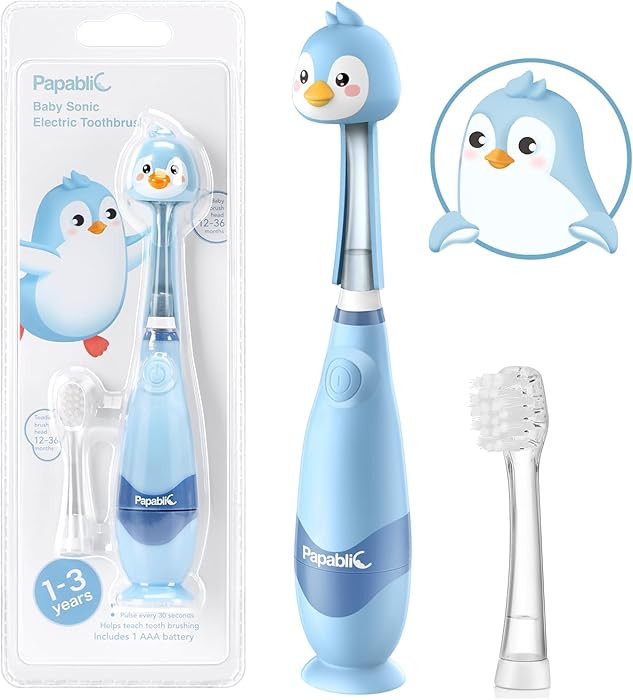Papablic Toddler Sonic Electric Kids Toothbrush for Ages 1-3 Years, Baby Electric Toothbrush with... | Amazon (US)