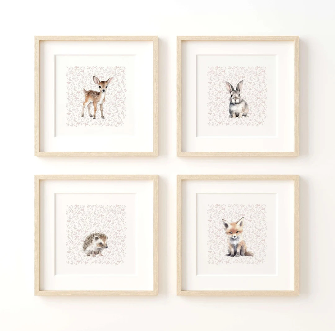 Woodland Animals Nursery Print Set Bunny Nursery Art Fox - Etsy | Etsy (US)