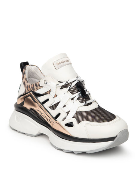 NeroGiardini Mix-Media Chunky Fashion Sneakers | Neiman Marcus