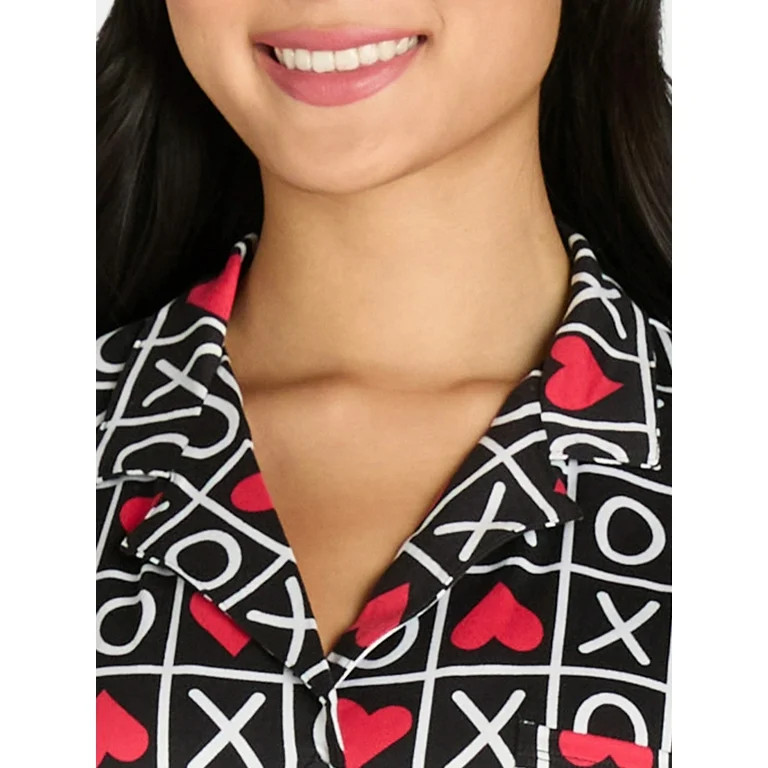 Women’s Valentine’s Day Print Shorty Notch Collar Pajama Set from Way to Celebrate, 2-Piece, ... | Walmart (US)