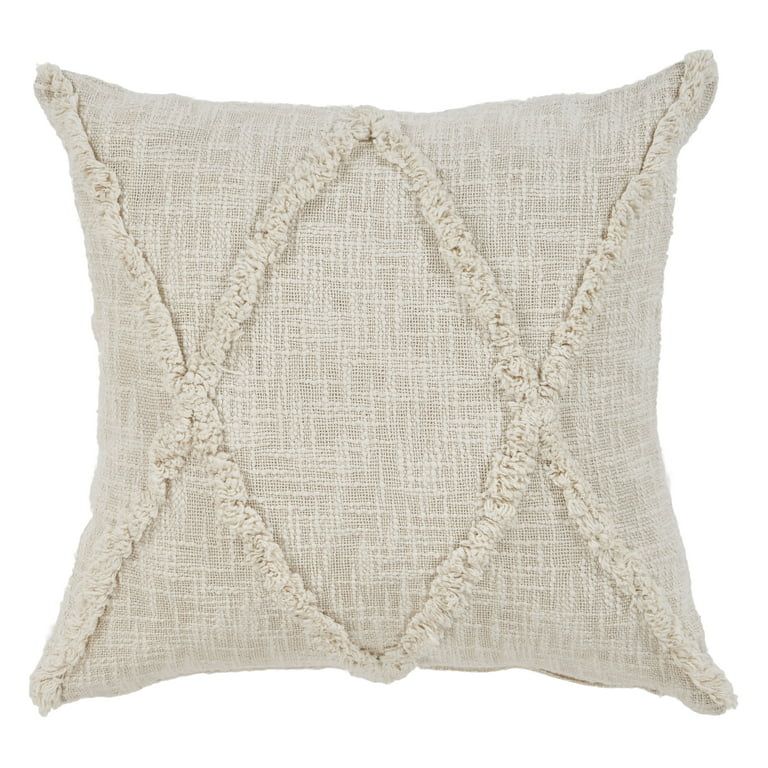 Woven Paths Solid Decorative Diamond Tufted Cotton Throw Pillow - Walmart.com | Walmart (US)