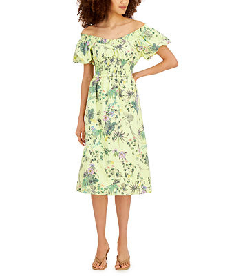 INC International Concepts Botanical-Print Cotton Midi Dress, Created for Macy's & Reviews - Dres... | Macys (US)