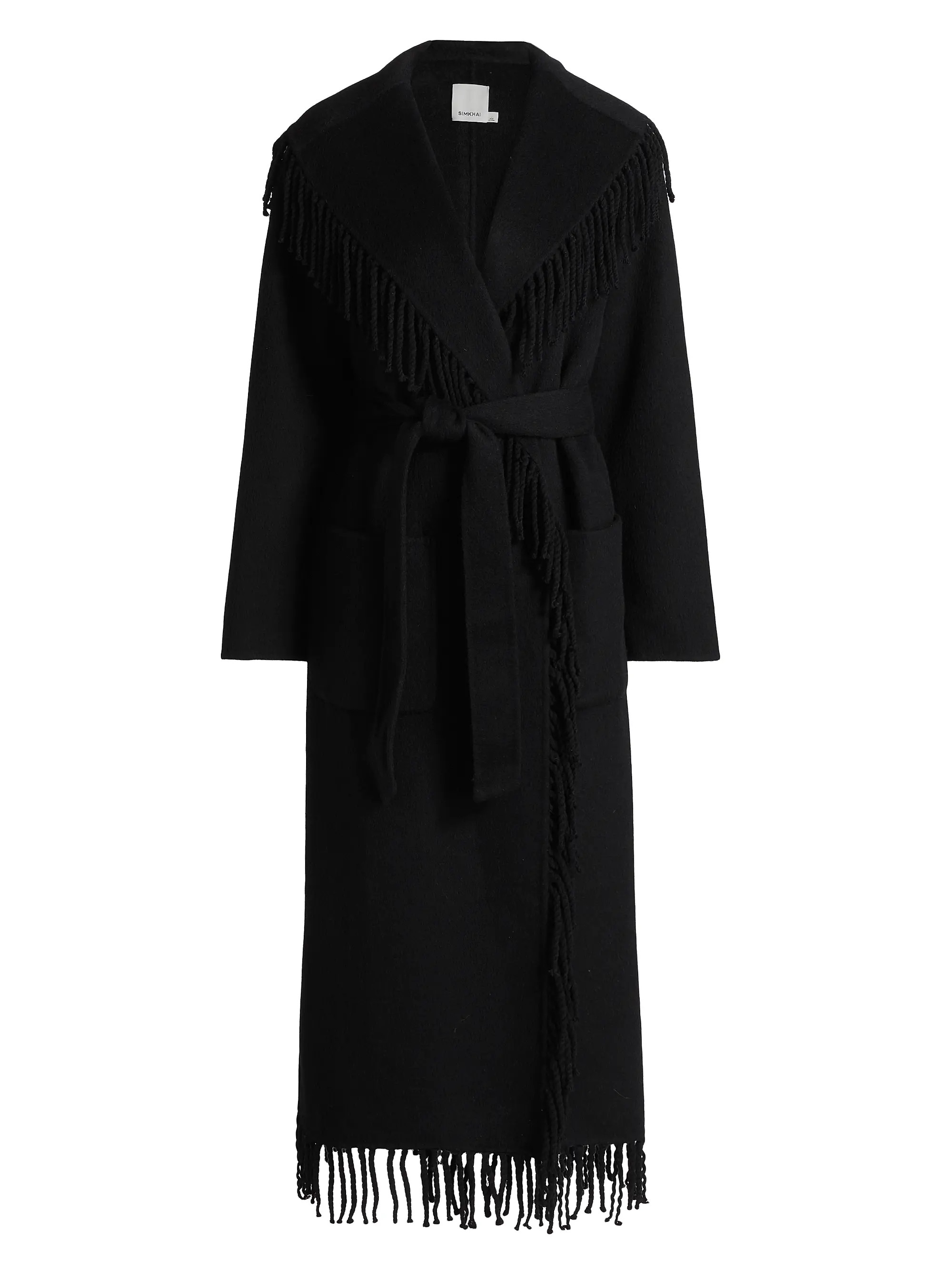 SIMKHAI Carrie Fringed Wool-Blend Coat | Saks Fifth Avenue | Saks Fifth Avenue