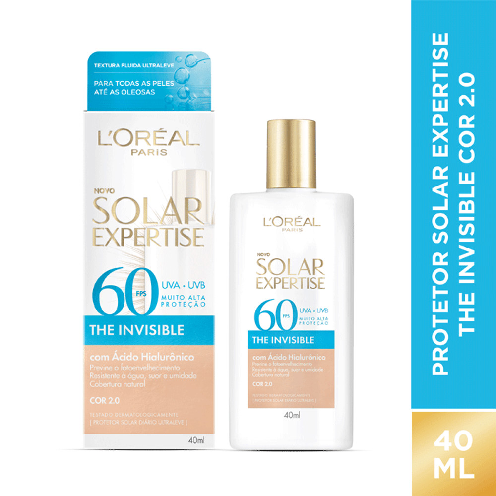 Protetor Solar Facial L’Oréal Paris FPS 60 The Invisible Cor 2.0 40ml | Drogaria Sao Paulo (BR)