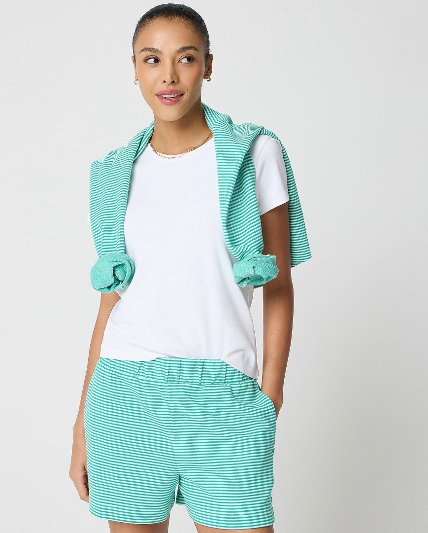 Striped Terry shirt with elastic waistband 