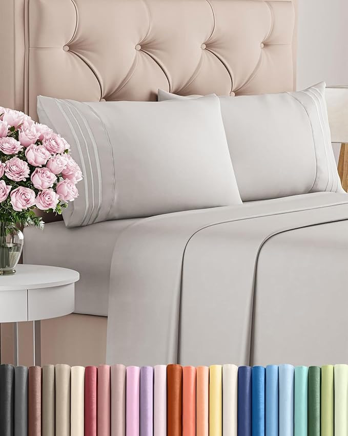 Full Size 4 Piece Sheet Set - Comfy Breathable & Cooling Sheets - Hotel Luxury Bed Sheets for Wom... | Amazon (US)