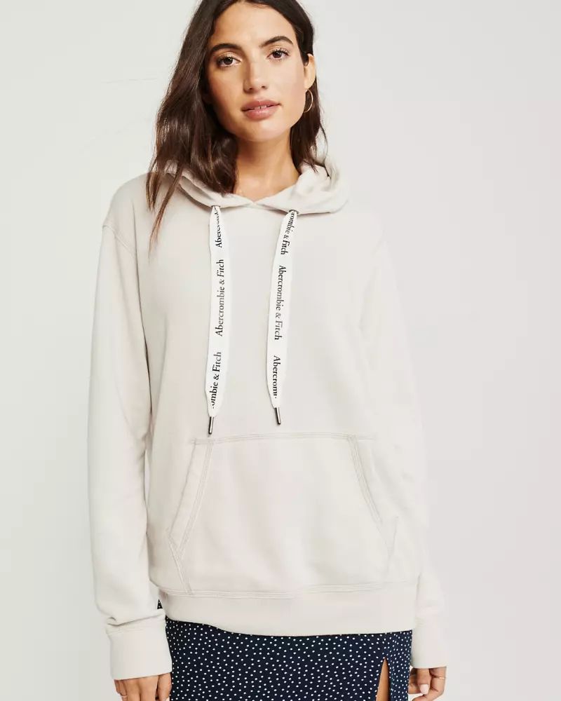 Logo Drawcord Boyfriend Hoodie | Abercrombie & Fitch US & UK