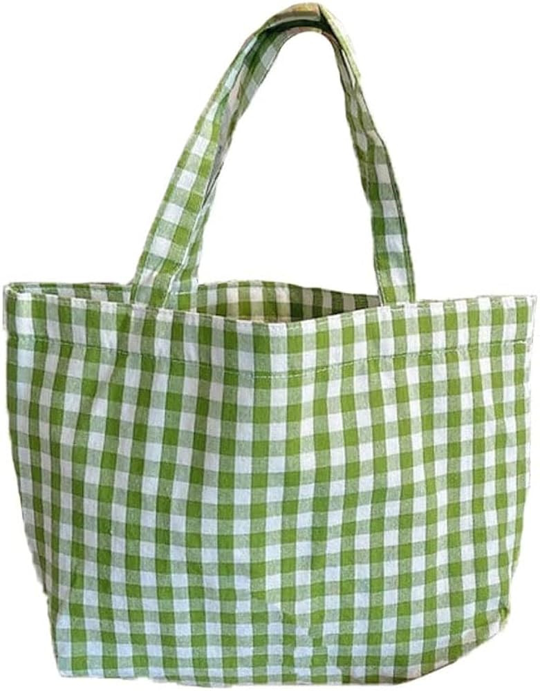 Joyhey 1 Pc Plaid Small Canvas Tote Bag, Grocery Shopping Bag, Beach Bag 7.9" x 12.6" | Amazon (US)