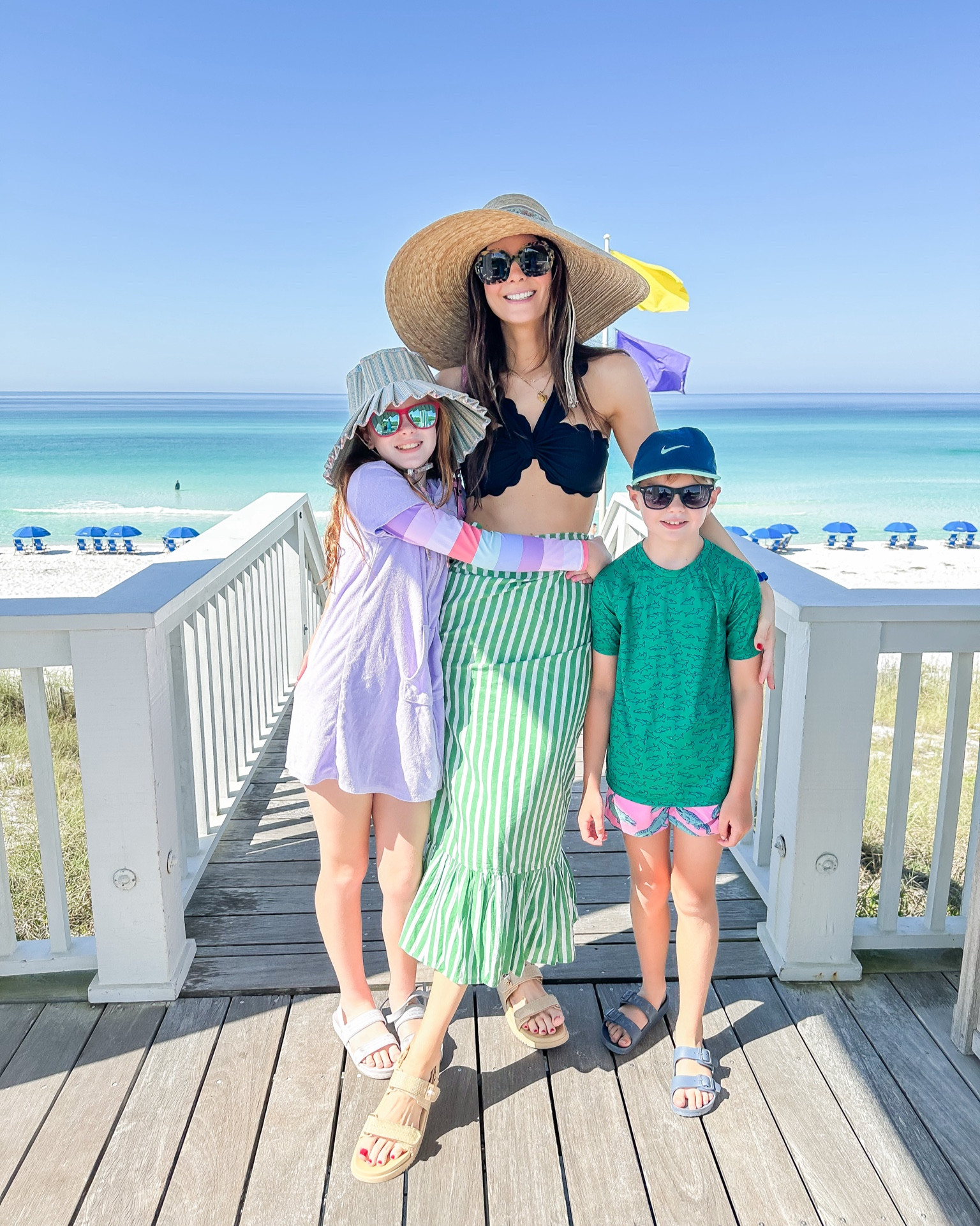 Scalloped bikini top size medium and striped ruffle hem sarong 