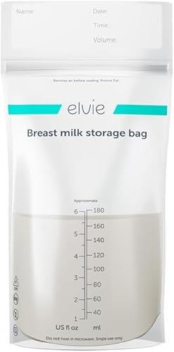 Elvie Breastmilk Storage Bags Store, Freeze and Warm Breast Milk, at Home or On The Go l 200 x 6 oz Leak-Proof Breast Milk Storage Bags l Hygienic Double-Seal Zipper | Amazon (US)