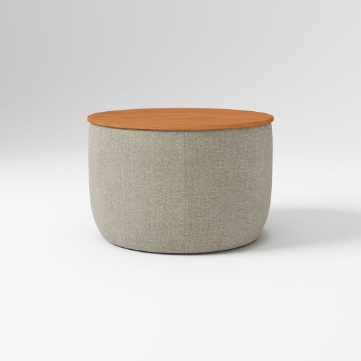 Open Box: Upholstered Round Storage Ottoman | West Elm (US)