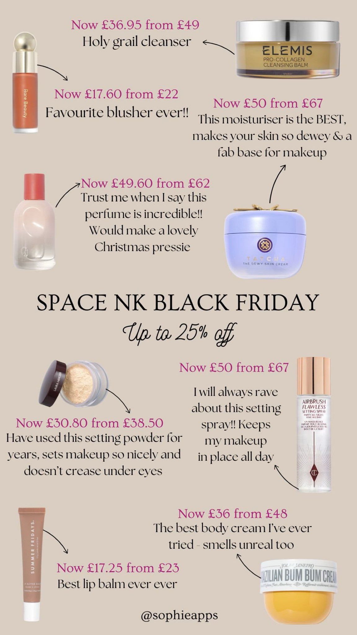 Some of my holy grail beauty products have such good discount at the moment!! These products are tried & tested and staples in my beauty routine 💓💄

Space NK sale, Elemis, Tatcha, glossier, Charlotte tilbury, rare beauty, makeup, skincare 

#LTKCyberWeek #LTKmakeup #LTKsale