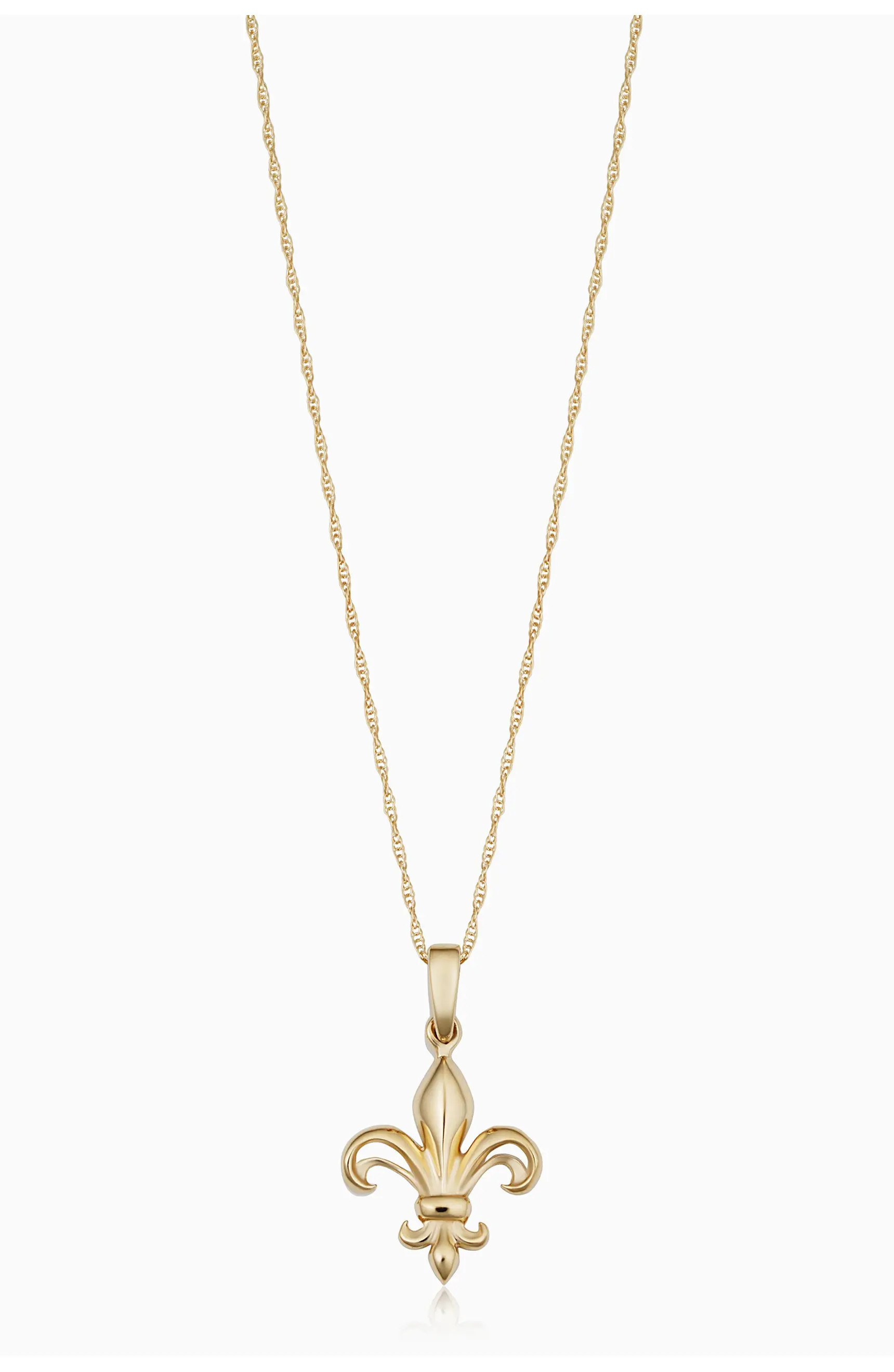 14K Yellow Gold Fleur De Lis Pendant Necklace | Nordstrom