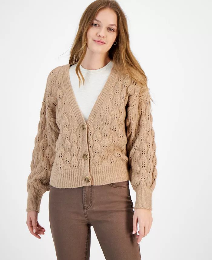 Women's Leaf-Stitch Cardigan Sweater | Macy's