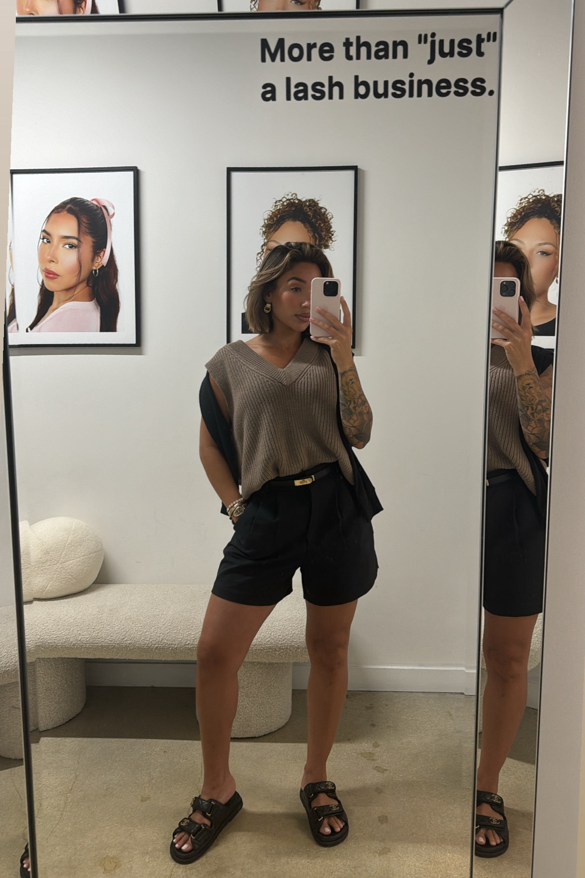 Love this sleeveless sweater and shorts! 