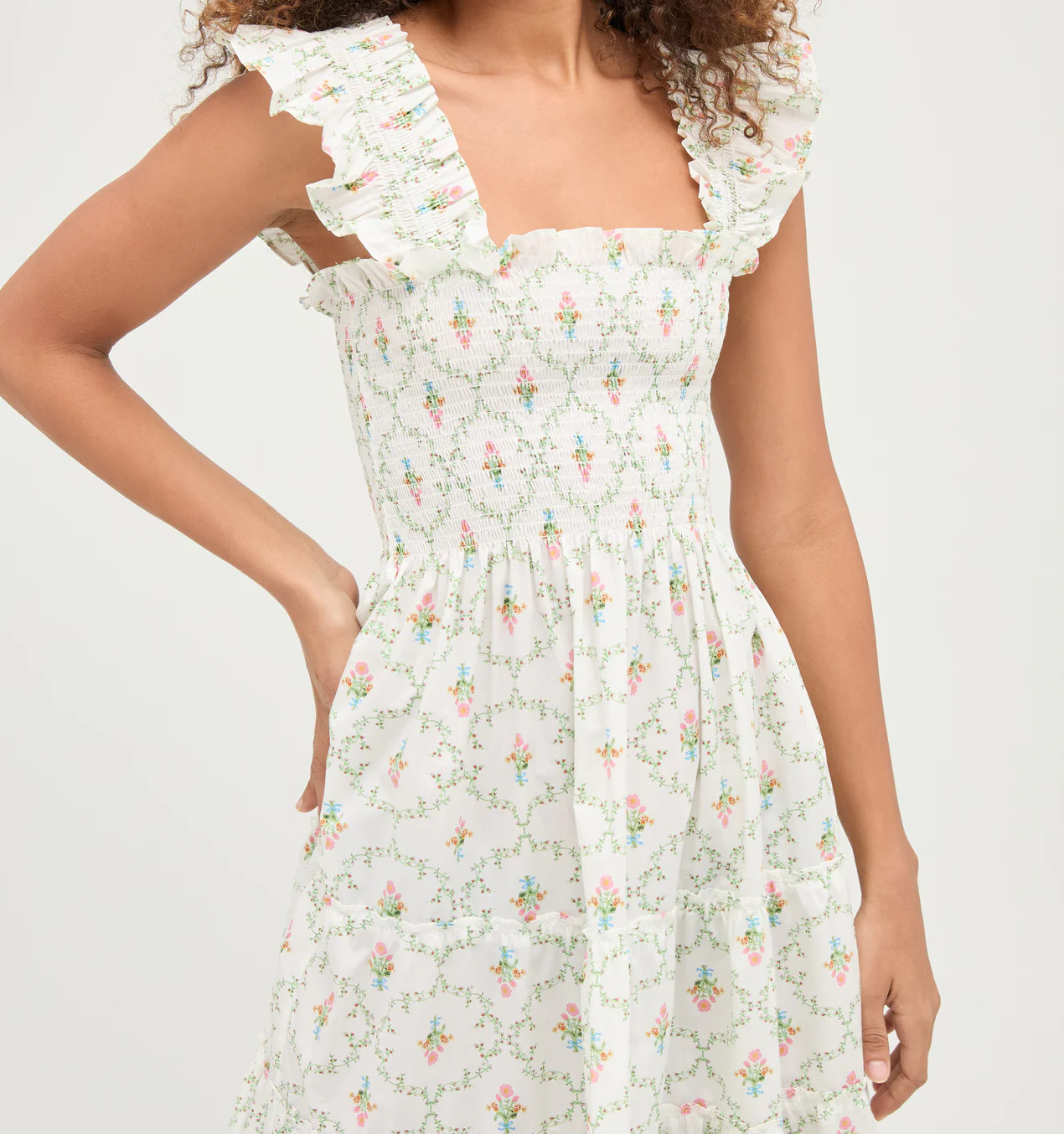 The Ellie Nap Dress - Coral Baroque Shell Cotton Sateen | Hill House Home