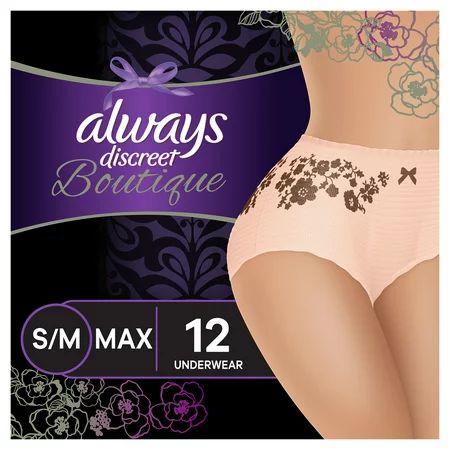 Always Discreet Boutique Max Incontinence Underwear, Small/Med, 12 ct | Walmart (US)