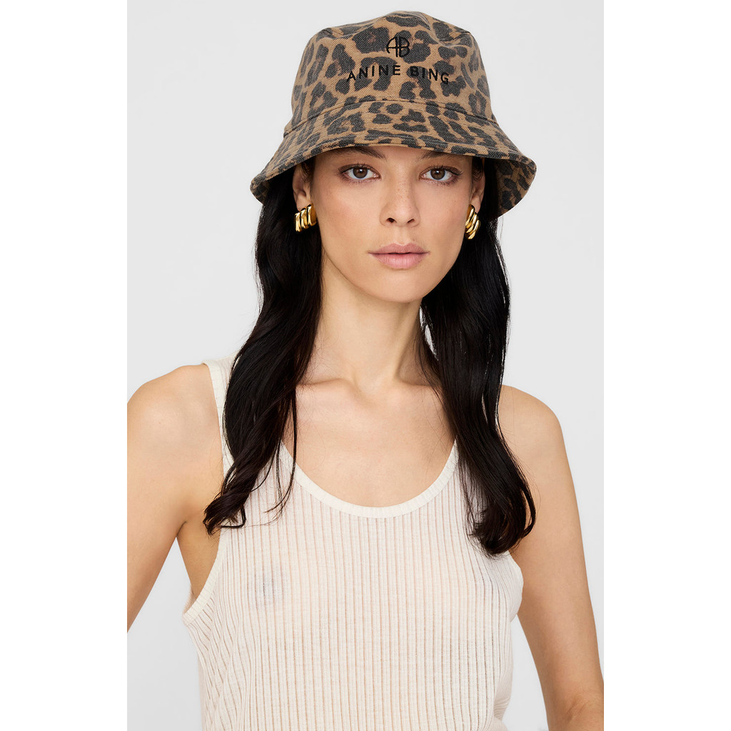 ANINE BING Nicks Bucket Hat in Black /Brown Leopard at Nordstrom | Nordstrom
