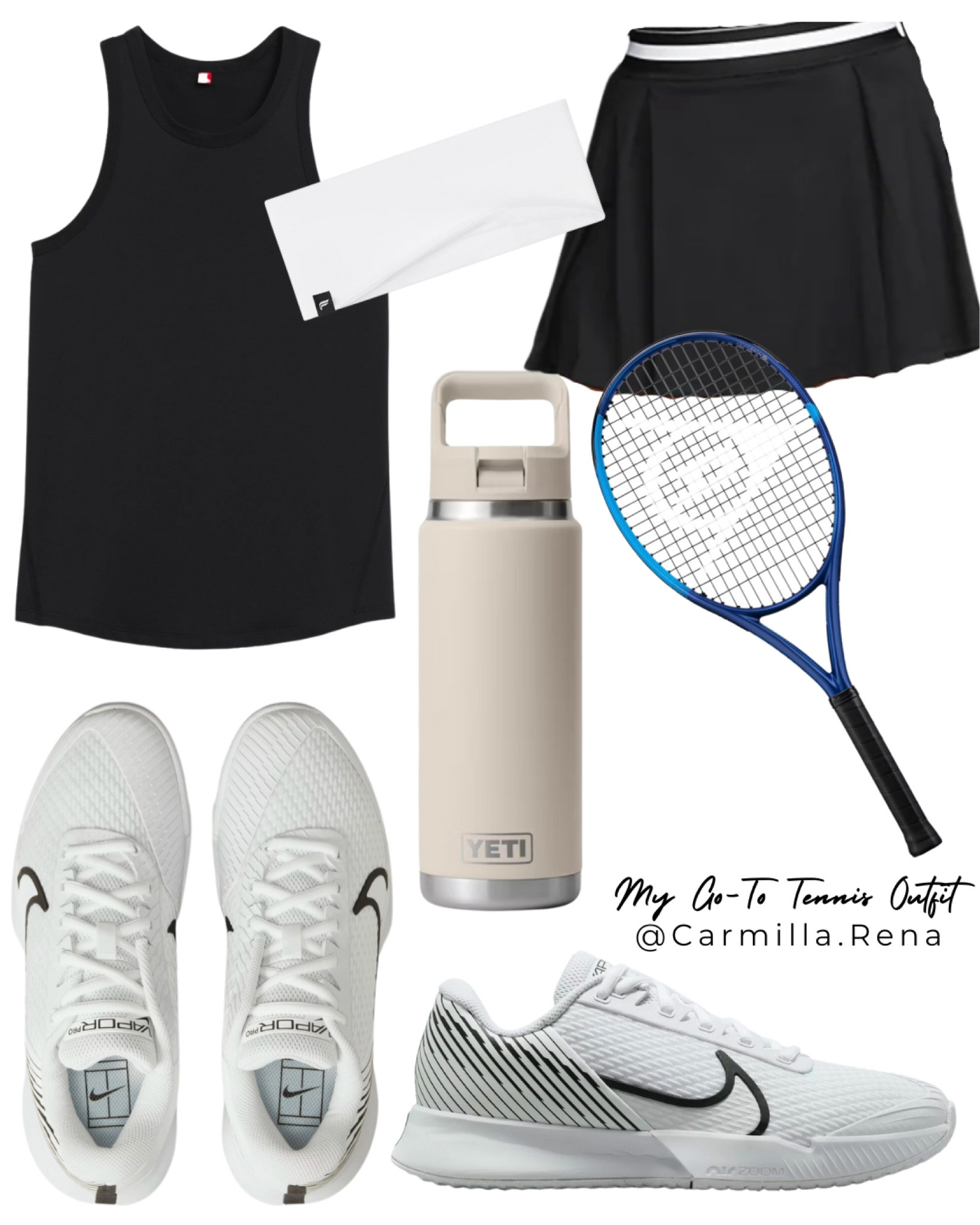 My go-to tennis outfit! The brands I wear vary, from Asics to Nike, Wilson, and Swiss. 
Tennis racket is Dunlop, this one is not the exact one I use but a good alternative! 🎾

#LTKFindsUnder100 #LTKStyleTip #LTKFitness