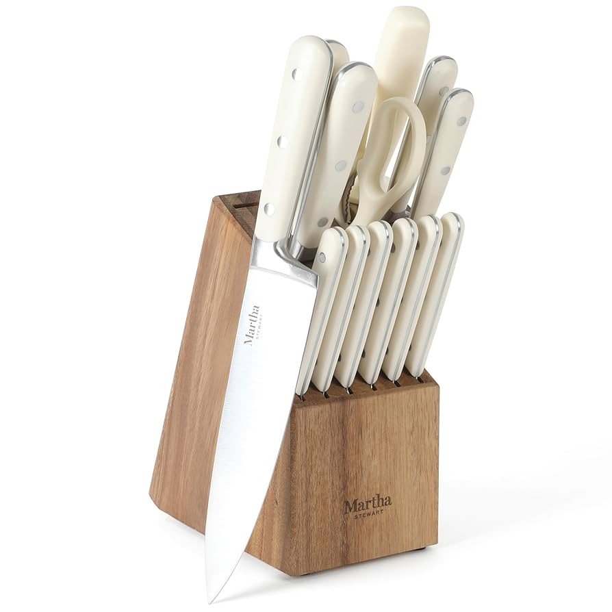 MARTHA STEWART Eastwalk 14 Piece High Carbon Stainless Steel Cutlery Kitchen Knife Block Set w/AB... | Amazon (US)