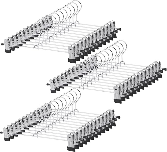 GoodtoU Pants Hangers, 50 Pack Skirt Hangers with Adjustable Clips for Men Women Kids Pants Short... | Amazon (US)
