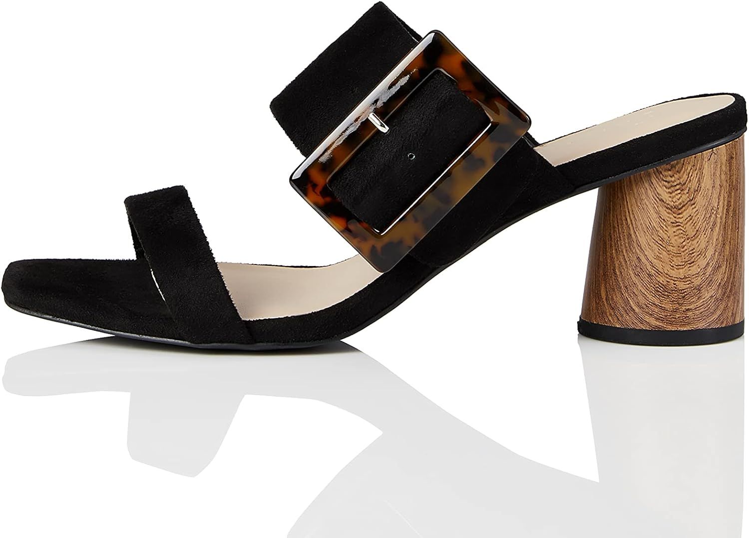 find. Women's Large Buckle Block Heel Open Toe Sandals | Amazon (US)