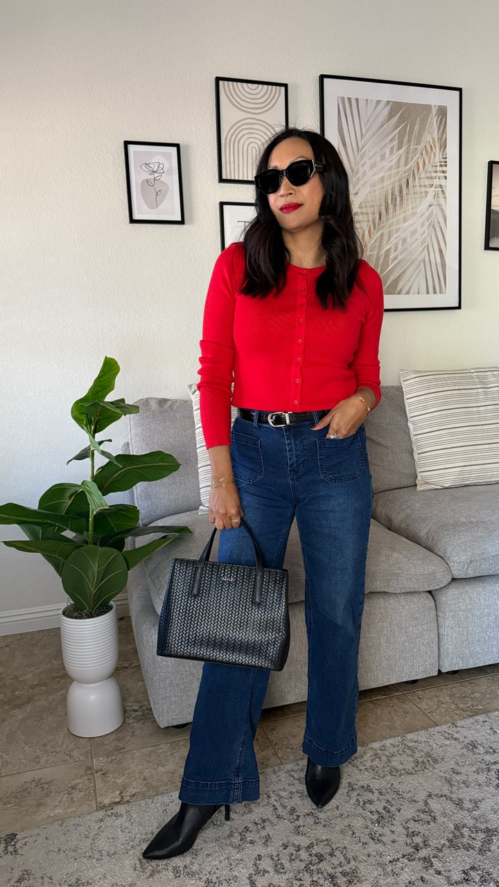 Two ways to style one red cardigan ❤️✨
1️⃣ Casual Chic — Dark denim, minimal accessories, effortless vibes.
2️⃣ Holiday Ready — Added a cute bow + a black silk skirt for the perfect festive moment.

And my dear! 🥰 @qinsen_official has got the biggest Black Friday & Cyber Monday Sale happening 11/20–12/1 — the entire store is up to 50% OFF! 👀🔥

✨ CTA: Comment “DM red cardigan” to get a direct link!