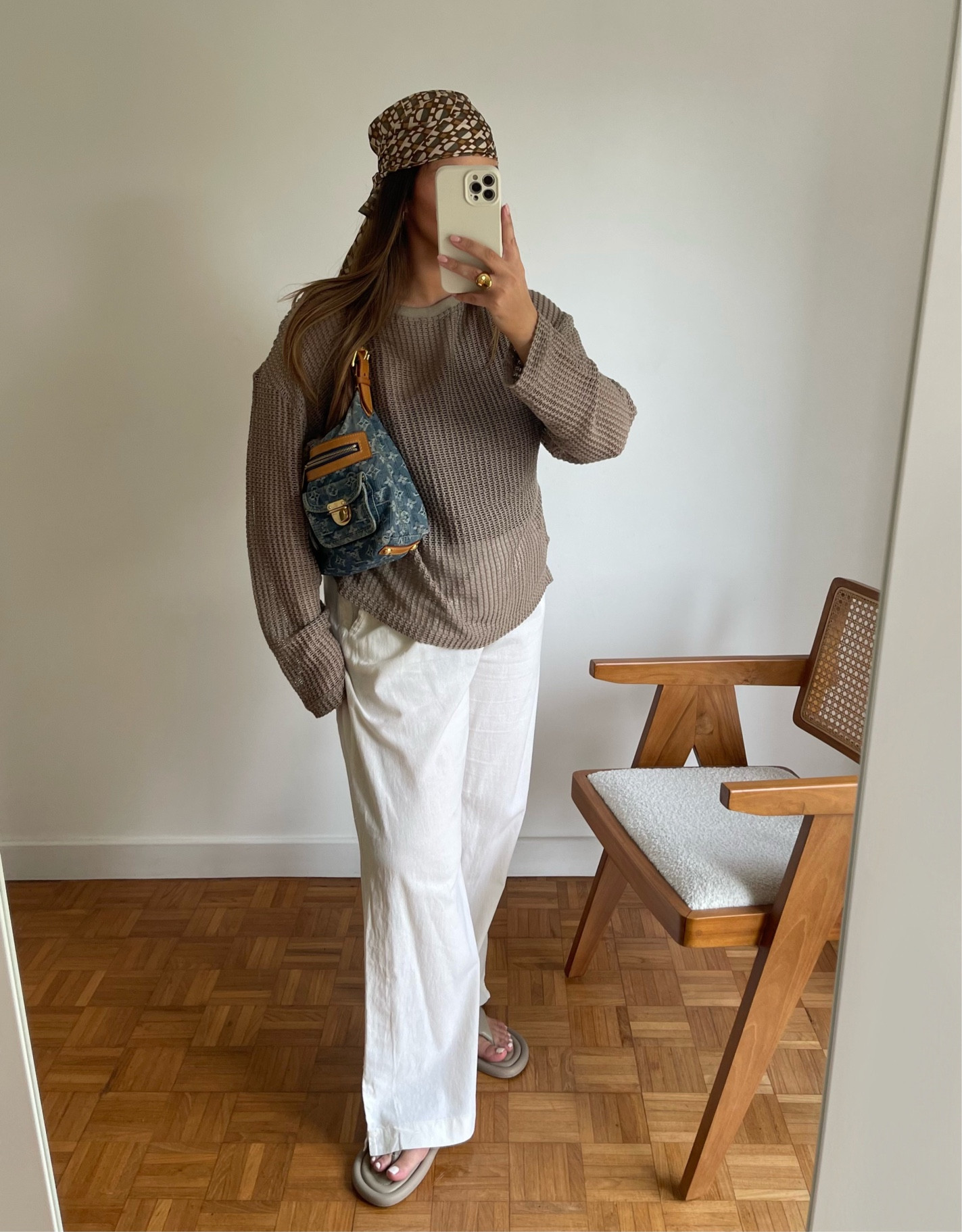 summer style, summer outfit, mykonos outfit, beach outfit, bandana, linen trousers